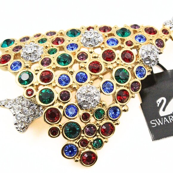 Fantastic SWAROVSKI 1999 Limited Edition Multicolor Christmas Tree Holiday Brooc - Picture 5 of 9